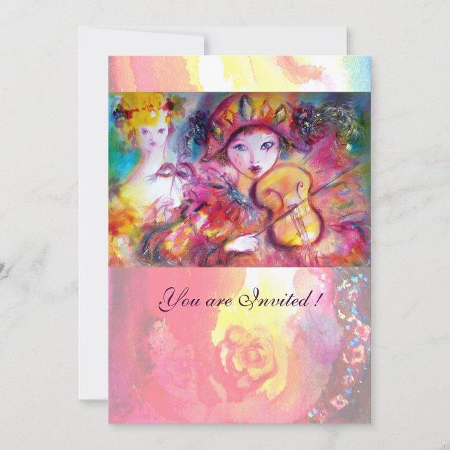 Convites ARLECCHINO E COLOMBINA /Venetian Mardi Gras (Frente)