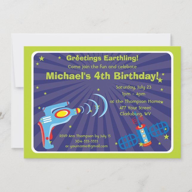 Convites Arma de raio estrangeira customizável (Frente)