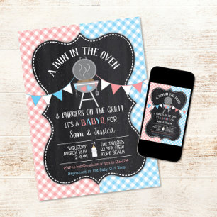 Convites Arma no Chá de fraldas de Revisão de Sexo Forno