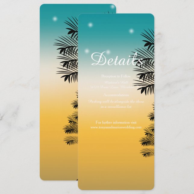 Convites Armamento de Árvore Solar de Praia Tropical (Frente/Verso)