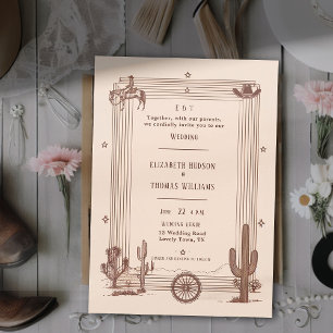 Convites Armamento Rustic Vintage Cowboy Casamento Terracot