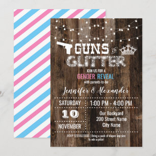 Convites Armas ou Revelação de Gênero com Glitter
