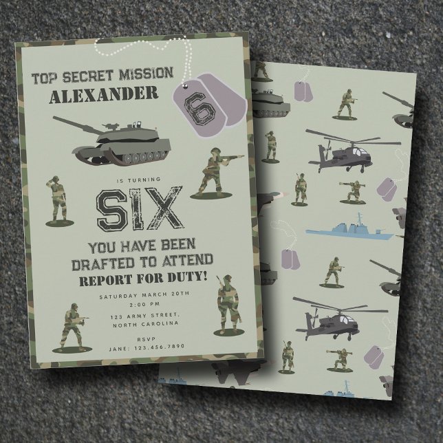 Convites Army Military Camouflage Green Camo Birthday (Army Military Camouflage Green Camo Birthday Invitation)