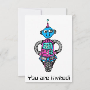 Convites Arnie Robot: Rosa e Azul