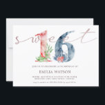 Convites Aroma floral de aquarela rosa dourado dezesseis<br><div class="desc">Letra aquosa floral "16" com folha de ouro rosa para escrita personalizada "doce" e disposição paisagística moderna com todas as informações em letra elegante serif. O verso contém as mesmas barras de paleta de aquarela vermelha e azul para uma aparência completa. Compare este convite com mais itens correspondentes da nossa...</div>