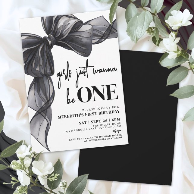 Convites Arqueiras Meninas Só Querem Ser ÚNICAS 1º Aniversá (Bow Girls Just Wanna Be ONE 1st Birthday Invitation)