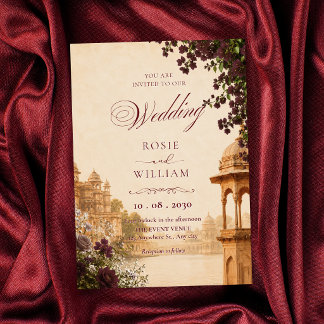 Convites Arquitetura de casamento de palácio real vintage e