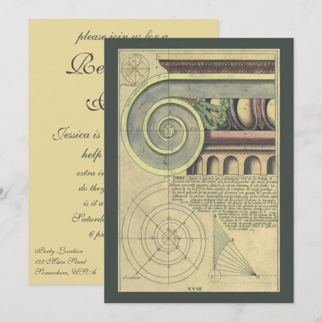 Convites Arquitetura Renascentista Vintage; Partido da Refo (Frente/Verso)