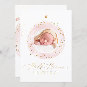 Convites Arquivo de Naissance de Remerciement do Aquarelle