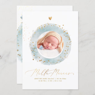 Convites Arquivo de Naissance de Remerciement do Aquarelle