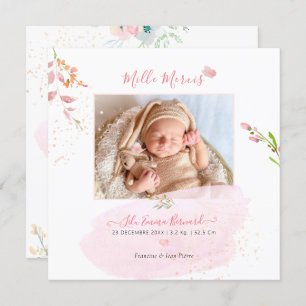 Convites Arquivo de Naissance de Remercimento de Fleurs Aqu