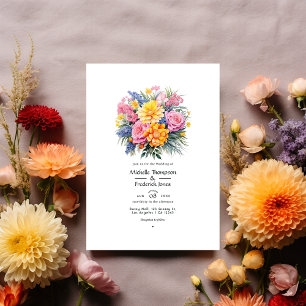 Convites Arranjo Brilhante Floral Casamento de Verão