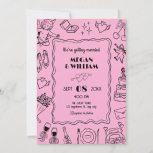Convites Arranjo de arte de linhagem rosa e preto