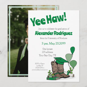 Convites Arranjo de Bota do Cowboy do Boné de formatura Ver