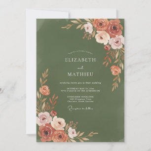 Convites Arranjo de Casamento Floral Luxuriante de Terracot