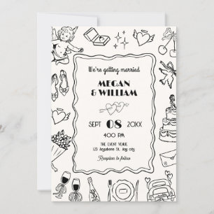 Convites Arranjo de esboço de linha de casamento