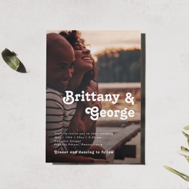 Convites Arranjo de Fotos Desbotadas Casuais com Letra Mode (Criador carregado)