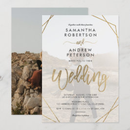 Convites Arranjo de fotos simples com quadro de ouro modern