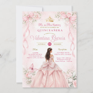 Convites Arranjo De Laço Floral Rosa Quinceañera