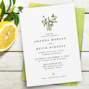 Convites Arranjo de Limão Cítrico Elegante Casamento