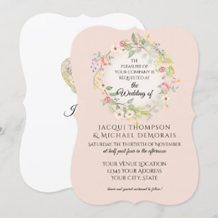 Convites Arranjo Emparceirado Romântico Rosa Floral Casamen
