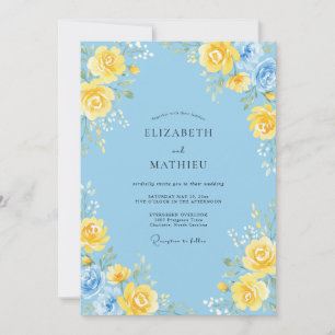 Convites Arranjo Floral Azul Céu Casamento