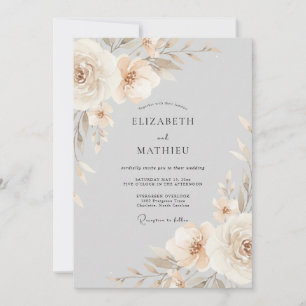 Convites Arranjo Floral Bege para Casamento