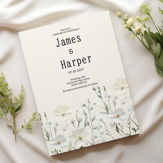 Convites Arranjo floral branco de marfim Delicado Casamento (Delicate ivory white floral arrangement Wedding )