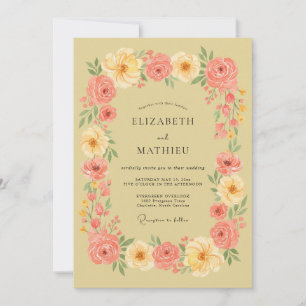 Convites Arranjo Floral Coral Blush Casamento