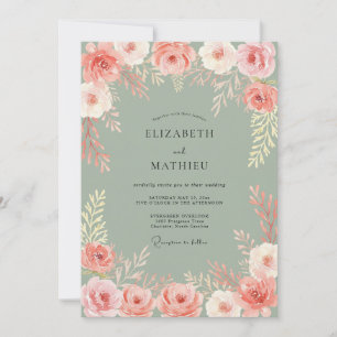 Convites Arranjo Floral Coral Romance Casamento