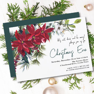 Convites Arranjo Floral de Natal Poinsettia   Jantar de Vés
