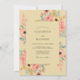 Convites Arranjo Floral de Pêssego Casamento