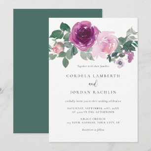 Convites Arranjo Floral Magenta Blush Casamento Marfim