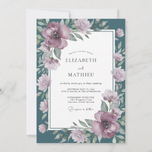 Convites Arranjo Floral Roxo Casamento