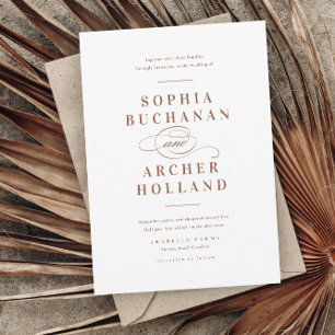 Convites Arranjo Romântico Tipografia Terracotta Casamento