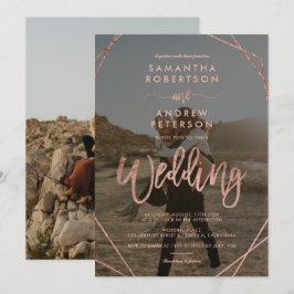 Convites Arranjo rosa de ouro moderno simples roteiro de fo