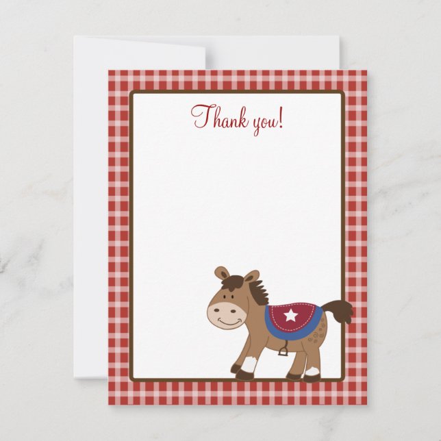 Convites Arredonde-os para o oeste Cavalo 4x5 Flat Obrigado (Frente)