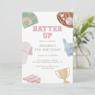 Convites Arremesso de taco Rosa Pré-Escolar Arco de Beisebo