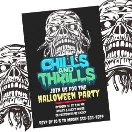 Convites Arrepios e emoções Horror de Halloween com Gráfico