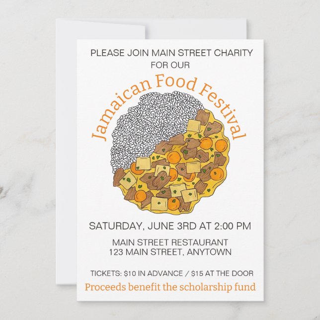 Convites Arroz de frango Caribe jamaicano Comida de cozinha (Frente)