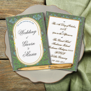 Convites Art Deco Art Nouveau Floral Dourada Tone Sea Life