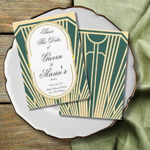 Convites Art Deco Art Nouveau Listrado Tom Dourado Moderno 