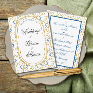 Convites Art Deco Art Nouveau Tonalidade Dourada Floral Mod