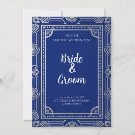 Convites Art Deco Azul Marinho Cinza Prata