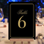 Convites Art Deco Black and Dourado Table Number<br><div class="desc">Estes elegantes números de mesas preto e dourado são perfeitos para todas as celebrações. Projetado por Thisnotme©</div>