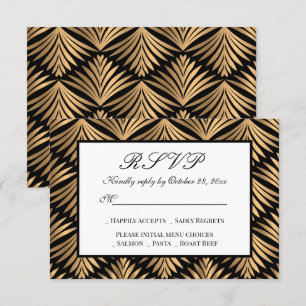 Convites Art Deco Black Gatsby Casamento Dourado RSVP