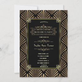 Convites Art Deco Black Gatsby Festa de solteira