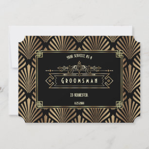 Convites Art Deco Black Gatsby Será Meu Padrinho de casame