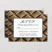 Art Deco Black Gatsby Wedding RSVP