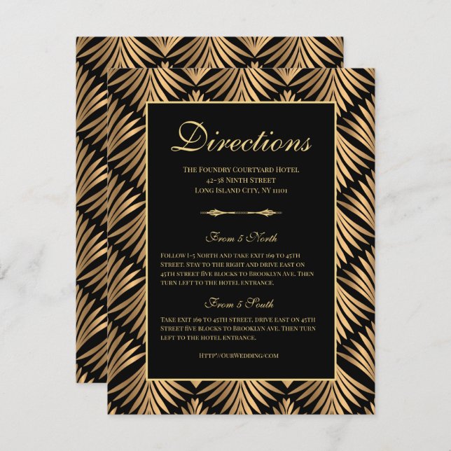 Convites Art Deco Black Gatsby Wedtions (Frente/Verso)